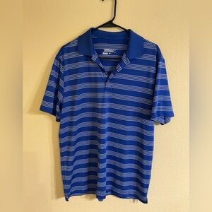 Nike Men's Polo Shirt in Blue and Gray Stripes